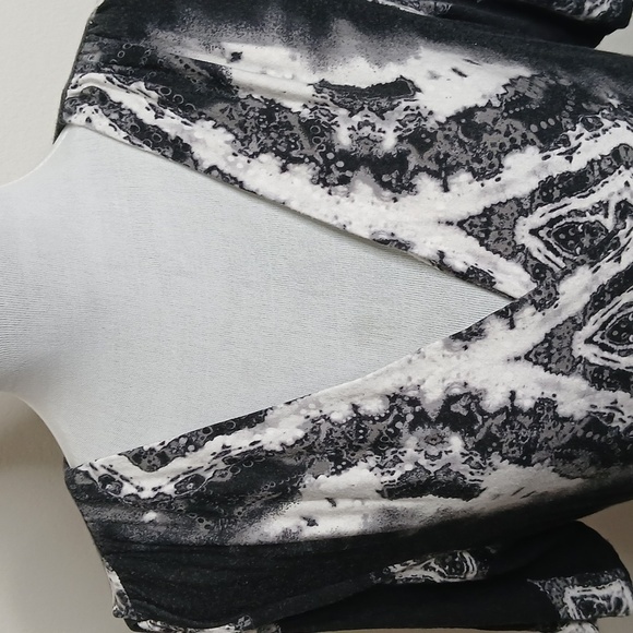 Soma womens black and white abstract pattern wrap midi dress size large - Picture 3 of 12